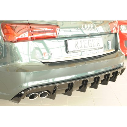 Rieger vložka zadního nárazníku pro Audi A6 4G, C7 sedan, plast ABS lakovaný do černé lesklé barvy, pro orig. dvojitou koncovku vlevo a vpravo