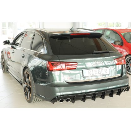 Rieger vložka zadního nárazníku pro Audi A6 4G, C7 sedan, plast ABS lakovaný do černé lesklé barvy, pro orig. dvojitou koncovku vlevo a vpravo
