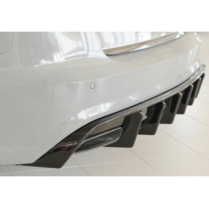 Rieger vložka zadního nárazníku pro Audi A6 4G, C7 sedan, plast ABS lakovaný do černé lesklé barvy, pro orig. koncovky vlevo a vpravo, pro vozy s tažným zařízením
