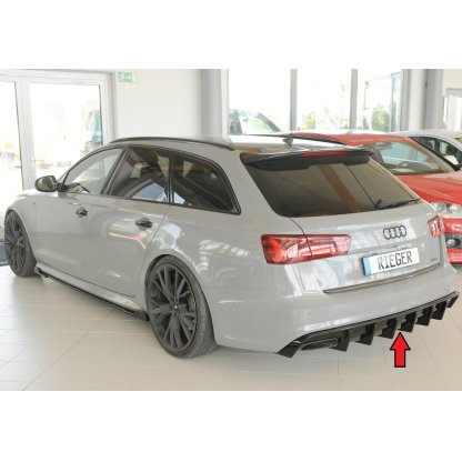 Rieger vložka zadního nárazníku pro Audi A6 4G, C7 sedan, plast ABS lakovaný do černé lesklé barvy, pro orig. koncovky vlevo a vpravo, pro vozy s tažným zařízením