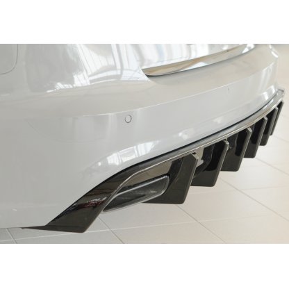 Rieger vložka zadního nárazníku pro Audi A6 4G, C7 sedan, plast ABS lakovaný do černé lesklé barvy, pro originální koncovku na obou stranách