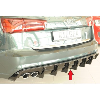 Rieger vložka zadního nárazníku pro Audi A6 S6 4G, C7 sedan, plast ABS lakovaný do černé lesklé barvy, pro vozy s tažným zařízením
