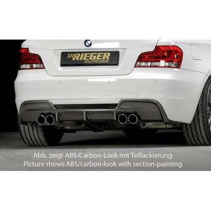 Rieger vložka zadního nárazníku pro BMW řada 1 E82, E88 kabriolet, kupé, plast ABS s povrchovou úpravou Carbon-Look, pro dvojité koncovky na obou stranách 4x80 mm