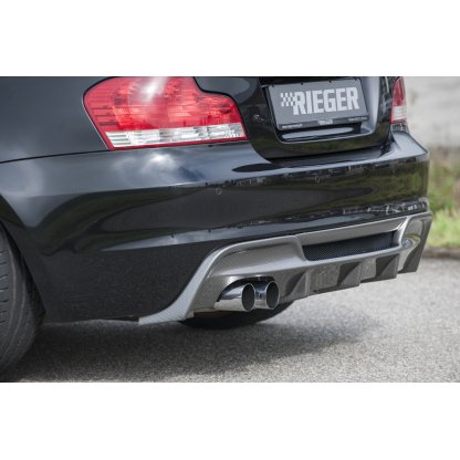 Rieger vložka zadního nárazníku pro BMW řada 1 E82, E88 kabriolet, kupé, plast ABS s povrchovou úpravou Carbon-Look, pro dvojitou koncovku vlevo