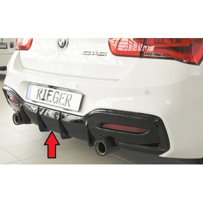 Rieger vložka zadního nárazníku pro BMW řada 1 F20, F21 sedan / 2-dvéř., sedan / 4-dvéř. po faceliftu LCI, plast ABS lakovaný do černé lesklé barvy