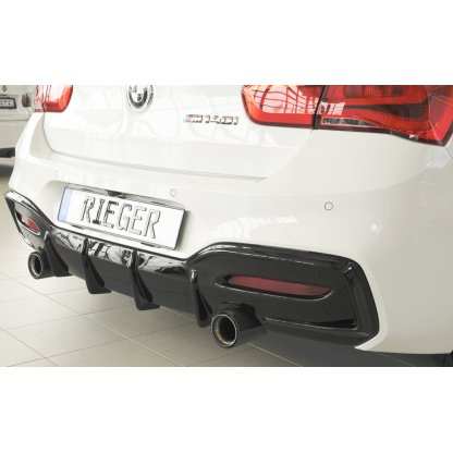 Rieger vložka zadního nárazníku pro BMW řada 1 F20, F21 sedan / 2-dvéř., sedan / 4-dvéř. po faceliftu LCI, plast ABS lakovaný do černé lesklé barvy