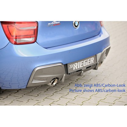 Rieger vložka zadního nárazníku pro BMW řada 1 F20, F21 sedan / 2-dvéř., sedan / 4-dvéř. před faceliftem, plast ABS bez povrchové úpravy, pro orig. koncovky na obou stranách