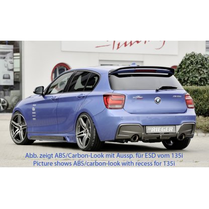 Rieger vložka zadního nárazníku pro BMW řada 1 F20, F21 sedan / 2-dvéř., sedan / 4-dvéř. před faceliftem, plast ABS lakovaný do černé lesklé barvy, pro orig. koncovku vlevo