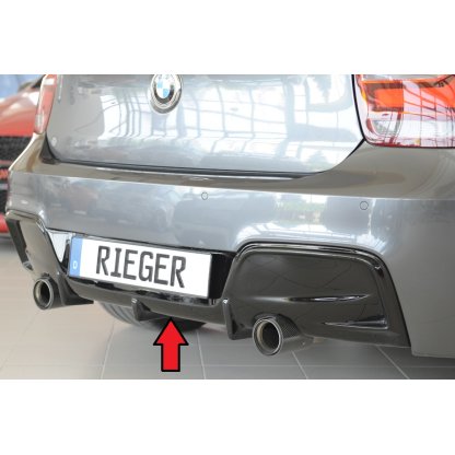 Rieger vložka zadního nárazníku pro BMW řada 1 F20, F21 sedan / 2-dvéř., sedan / 4-dvéř. před faceliftem, plast ABS lakovaný do černé lesklé barvy, pro orig. koncovky na obou stranách