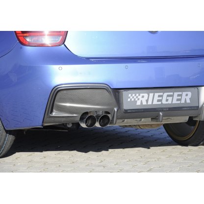 Rieger vložka zadního nárazníku pro BMW řada 1 F20, F21 sedan / 2-dvéř., sedan / 4-dvéř. před faceliftem, plast ABS s povrchovou úpravou Carbon-Look, pro orig. dvojitou koncovku vlevo