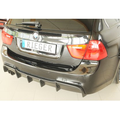 Rieger vložka zadního nárazníku pro BMW řada 3 E90, E91 sedan, touring, plast ABS bez povrchové úpravy, s dvojitou koncovkou na levé straně