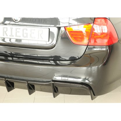 Rieger vložka zadního nárazníku pro BMW řada 3 E91 touring, plast ABS lakovaný do černé lesklé barvy, pro originální koncovku na levé straně