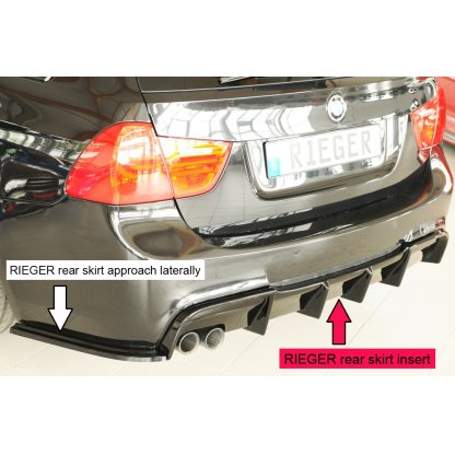Rieger vložka zadního nárazníku pro BMW řada 3 E91 touring, plast ABS lakovaný do černé lesklé barvy, pro originální koncovku na levé straně