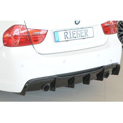 Rieger vložka zadního nárazníku pro BMW řada 3 E91 touring, plast ABS lakovaný do černé lesklé barvy, pro originální koncovku na obou stranách