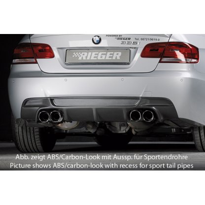 Rieger vložka zadního nárazníku pro BMW řada 3 E92, E93 kabriolet, kupé vč. faceliftu, plast ABS bez povrchové úpravy, pouze pro 335i/335d, pro orig. koncovky na obou stranách