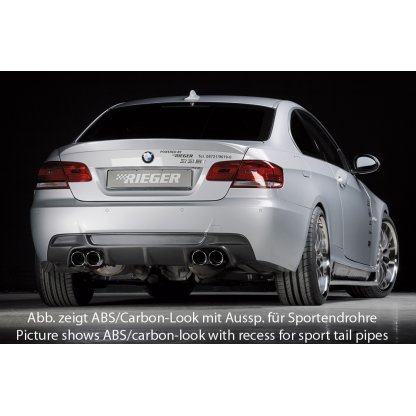 Rieger vložka zadního nárazníku pro BMW řada 3 E92, E93 kabriolet, kupé vč. faceliftu, plast ABS bez povrchové úpravy, pouze pro 335i/335d, pro orig. koncovky na obou stranách