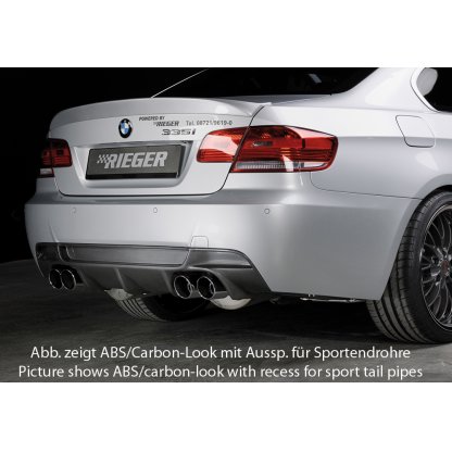 Rieger vložka zadního nárazníku pro BMW řada 3 E92, E93 kabriolet, kupé vč. faceliftu, plast ABS bez povrchové úpravy, pouze pro 335i/335d, pro orig. koncovky na obou stranách