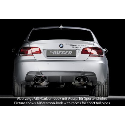Rieger vložka zadního nárazníku pro BMW řada 3 E92, E93 kabriolet, kupé vč. faceliftu, plast ABS bez povrchové úpravy, pouze pro 335i/335d, pro orig. koncovky na obou stranách