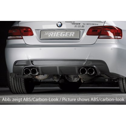 Rieger vložka zadního nárazníku pro BMW řada 3 E92, E93 kabriolet, kupé vč. faceliftu, plast ABS bez povrchové úpravy, pouze pro 335i, pro dvojité koncovky na obou stranách 4x90 mm