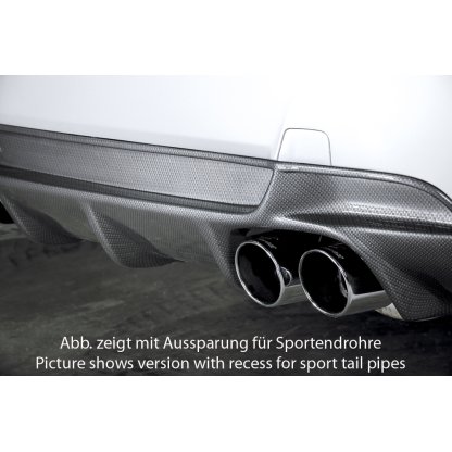 Rieger vložka zadního nárazníku pro BMW řada 3 E92, E93 kabriolet, kupé vč. faceliftu, plast ABS s povrchovou úpravou Carbon-Look, pouze 335i/335d, pro orig. koncovky na obou stranách