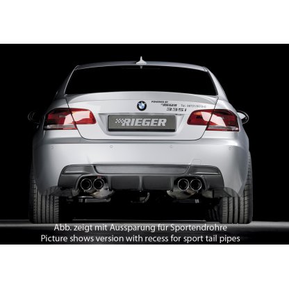 Rieger vložka zadního nárazníku pro BMW řada 3 E92, E93 kabriolet, kupé vč. faceliftu, plast ABS s povrchovou úpravou Carbon-Look, pouze 335i/335d, pro orig. koncovky na obou stranách