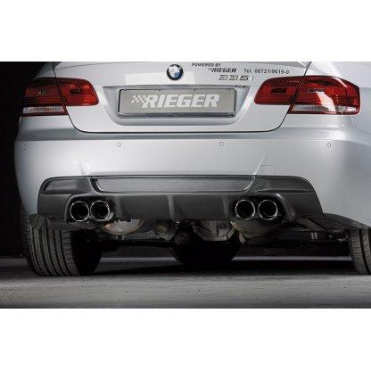 Rieger vložka zadního nárazníku pro BMW řada 3 E92, E93 kabriolet, kupé vč. faceliftu, plast ABS s povrchovou úpravou Carbon-Look, pro dvojité koncovky na obou stranách 4x90 mm