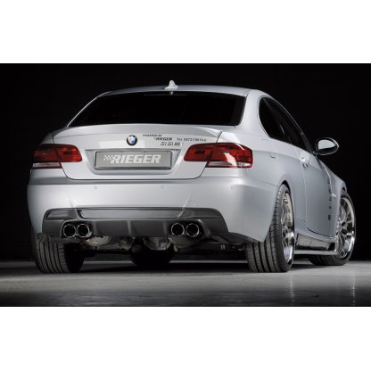 Rieger vložka zadního nárazníku pro BMW řada 3 E92, E93 kabriolet, kupé vč. faceliftu, plast ABS s povrchovou úpravou Carbon-Look, pro dvojité koncovky na obou stranách 4x90 mm