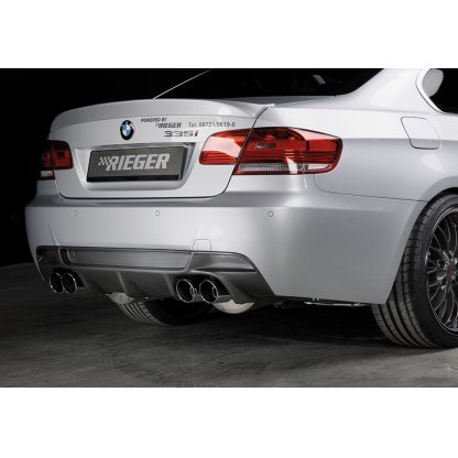 Rieger vložka zadního nárazníku pro BMW řada 3 E92, E93 kabriolet, kupé vč. faceliftu, plast ABS s povrchovou úpravou Carbon-Look, pro dvojité koncovky na obou stranách 4x90 mm