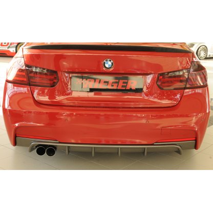 Rieger vložka zadního nárazníku pro BMW řada 3 F30, F31 sedan, touring vč. faceliftu, plast ABS s povrchovou úpravou Carbon-Look, pro orig. dvojitou koncovku vlevo