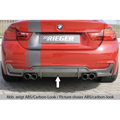 Rieger vložka zadního nárazníku pro BMW řada 4 F32, F33, F36 coupe (3-dvéř.), gran coupe (5-dvéř.), kabriolet vč. faceliftu, plast ABS bez povrchové úpravy, pro dvojité koncovky na obou stranách 4x80 mm (435i/440i look)