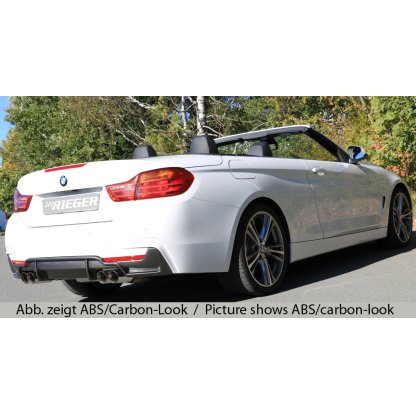 Rieger vložka zadního nárazníku pro BMW řada 4 F32, F33, F36 coupe (3-dvéř.), gran coupe (5-dvéř.), kabriolet vč. faceliftu, plast ABS bez povrchové úpravy, pro dvojité koncovky na obou stranách 4x80 mm (435i/440i look)