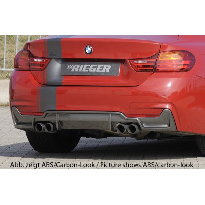 Rieger vložka zadního nárazníku pro BMW řada 4 F32, F33, F36 coupe (3-dvéř.), gran coupe (5-dvéř.), kabriolet vč. faceliftu, plast ABS bez povrchové úpravy, pro dvojité koncovky na obou stranách 4x80 mm (435i/440i look)