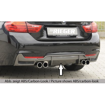 Rieger vložka zadního nárazníku pro BMW řada 4 F32, F33, F36 coupe (3-dvéř.), gran coupe (5-dvéř.), kabriolet vč. faceliftu, plast ABS bez povrchové úpravy, pro dvojité koncovky na obou stranách 4x80 mm (435i/440i look) vč. mřížky