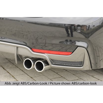 Rieger vložka zadního nárazníku pro BMW řada 4 F32, F33, F36 coupe (3-dvéř.), gran coupe (5-dvéř.), kabriolet vč. faceliftu, plast ABS bez povrchové úpravy, pro dvojité koncovky na obou stranách 4x80 mm (435i/440i look) vč. mřížky