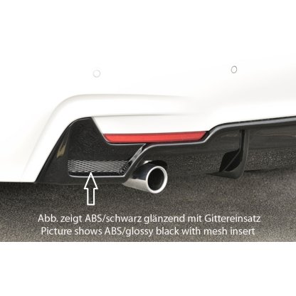 Rieger vložka zadního nárazníku pro BMW řada 4 F32, F33, F36 coupe (3-dvéř.), gran coupe (5-dvéř.), kabriolet vč. faceliftu, plast ABS bez povrchové úpravy, pro orig. koncovku vlevo
