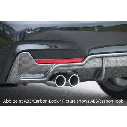 Rieger vložka zadního nárazníku pro BMW řada 4 F32, F33, F36 coupe (3-dvéř.), gran coupe (5-dvéř.), kabriolet vč. faceliftu, plast ABS lakovaný do černé lesklé barvy, pro orig. dvojitou koncovku vlevo