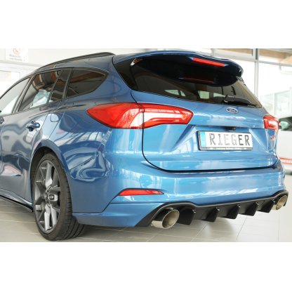 Rieger vložka zadního nárazníku pro Ford Focus 4 DEH 5-dvéř. (combi), plast ABS bez povrchové úpravy, pro sportovní koncovky vlevo/vpravo 115 mm
