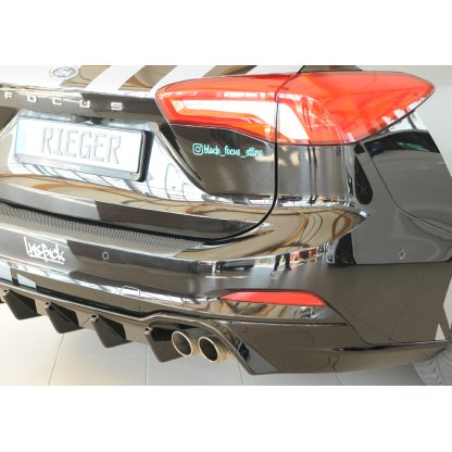 Rieger vložka zadního nárazníku pro Ford Focus 4 DEH 5-dvéř. (combi), plast ABS lakovaný do černé lesklé barvy, pro orig. koncovky 2x70 mm