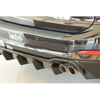 Rieger vložka zadního nárazníku pro Ford Focus 4 DEH 5-dvéř. (combi), plast ABS lakovaný do černé lesklé barvy, pro orig. koncovky 2x70 mm