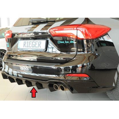 Rieger vložka zadního nárazníku pro Ford Focus 4 DEH 5-dvéř. (combi), plast ABS lakovaný do černé lesklé barvy, pro orig. koncovky 2x70 mm