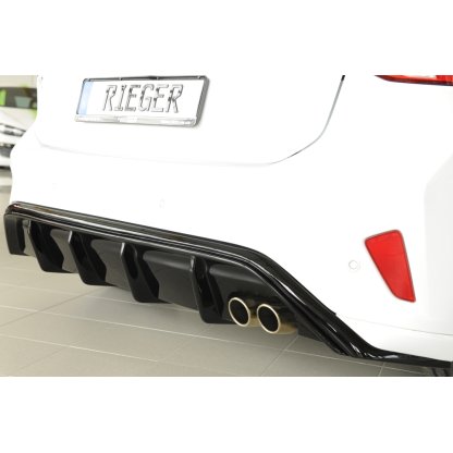 Rieger vložka zadního nárazníku pro Ford Focus 4 DEH 5-dvéř. (hatchback), plast ABS lakovaný do černé lesklé barvy