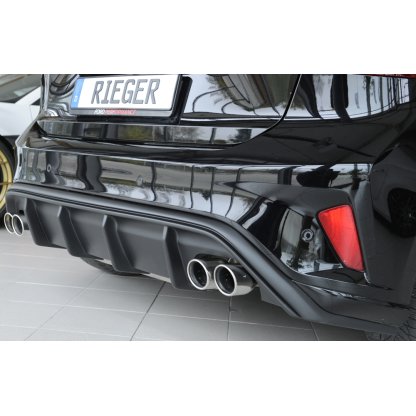 Rieger vložka zadního nárazníku pro Ford Focus 4 DEH, ST 5-dvéř. (hatchback), plast ABS bez povrchové úpravy, pro dvojité koncovky na obou stranách 4x80 mm