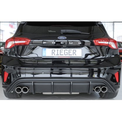 Rieger vložka zadního nárazníku pro Ford Focus 4 DEH, ST 5-dvéř. (hatchback), plast ABS bez povrchové úpravy, pro dvojité koncovky na obou stranách 4x80 mm