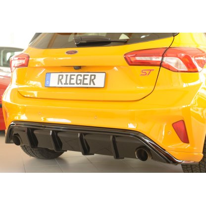 Rieger vložka zadního nárazníku pro Ford Focus 4 ST 5-dvéř. (hatchback), plast ABS lakovaný do černé lesklé barvy