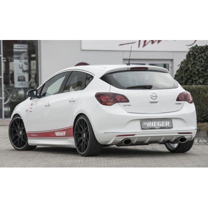 Rieger vložka zadního nárazníku pro Opel Astra J 5-dvéř., hatchback po faceliftu, plast ABS bez povrchové úpravy, pro sportovní koncovky na obou stranách 140x90 mm