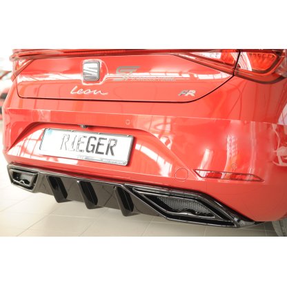 Rieger vložka zadního nárazníku pro orig. koncový tlumič výfuku pro Seat Leon KL 5-dvéř., 04/20-, plast ABS lakovaný do černé lesklé barvy, mont. strana