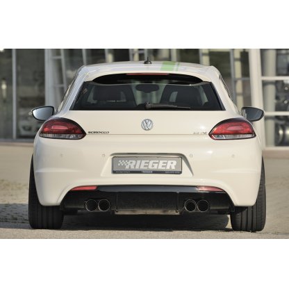 Rieger vložka zadního nárazníku pro R-Line zadní nárazník pro Volkswagen Scirocco 3 13 2-dvéř. vč. faceliftu, plast ABS lakovaný do černé lesklé barvy, pro dvojité koncovky na obou stranách 4x90 mm