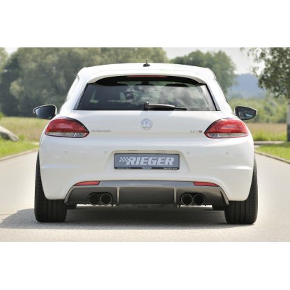 Rieger vložka zadního nárazníku pro R-Line zadní nárazník pro Volkswagen Scirocco 3 13 2-dvéř. vč. faceliftu, plast ABS s povrchovou úpravou Carbon-Look, pro dvojité koncovky na obou stranách 4x90 mm