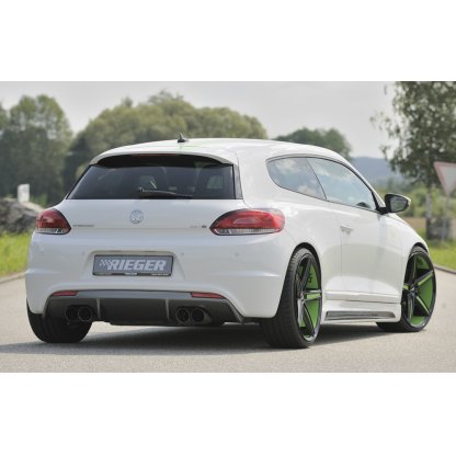 Rieger vložka zadního nárazníku pro R-Line zadní nárazník pro Volkswagen Scirocco 3 13 2-dvéř. vč. faceliftu, plast ABS s povrchovou úpravou Carbon-Look, pro dvojité koncovky na obou stranách 4x90 mm