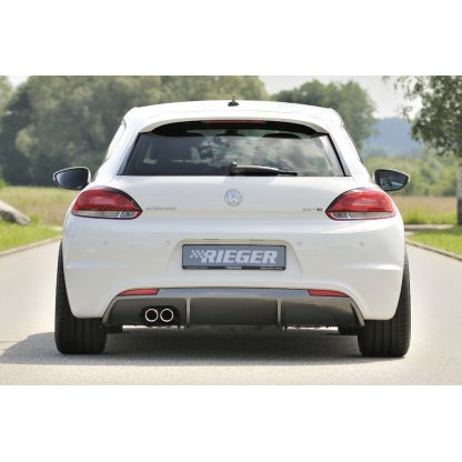 Rieger vložka zadního nárazníku pro R-Line zadní nárazník pro Volkswagen Scirocco 3 13 2-dvéř. vč. faceliftu, plast ABS s povrchovou úpravou Carbon-Look, pro orig. dvojitou koncovku vlevo